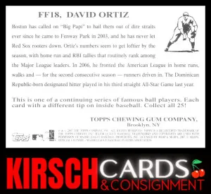 David Ortiz 2007 Topps Flashback Fridays #FF18 Boston Red Sox back