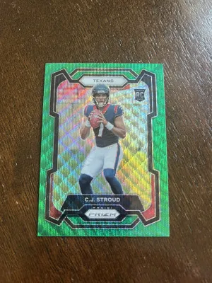 2023 Panini Prizm CJ Stroud Rookie Green Wave Prizm front