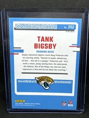 2023 NFL Donruss Optic Tank Bigsby Blue Scope back