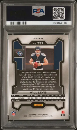 2023 Panini Prizm Will Levis #397 PSA 10 back