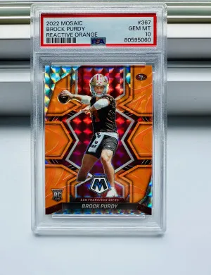 2022 Panini Mosaic RC Reactive Orange Mosaic Prizm #367 Brock Purdy front