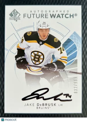 2017-18 SP Authentic FWA /999 Jake DeBrusk Rookie Auto front