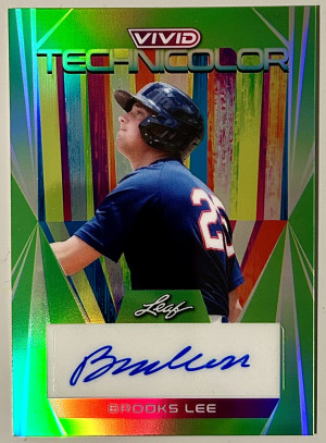 2022 Leaf Vivid Technicolor BROOKS LEE Rookie RC Green Auto /15 Minnesota Twins front