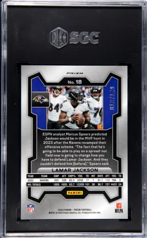 Lamar Jackson Red Wave /149 SGC 10 back