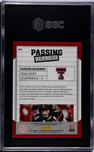 Patrick Mahomes Passing Grades SGC 9 back