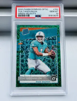 🐬TUA TAGOVAILOA 2020 DONRUSS OPTIC GREEN VELOCITY RATED ROOKIE RC front