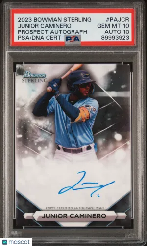 2023 Bowman Sterling Prospect Autographs Junior Caminero #PAJCR PSA 10 front