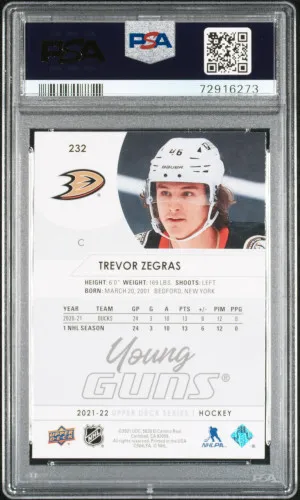 2021-2022 Upper Deck Trevor Zegras #232 PSA 10 back