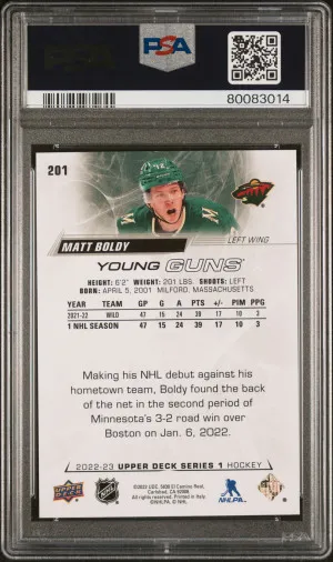 2022 Upper Deck Matt Boldy #201 PSA 10 back