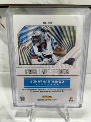 2023 Panini Illusions First Impressions Jonathan Mingo RC Auto /399 #119 back