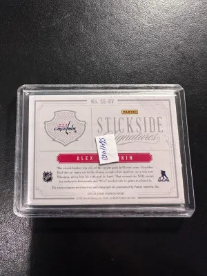 2013-14 panini dominion stickside signatures alex ovechkin /25 back