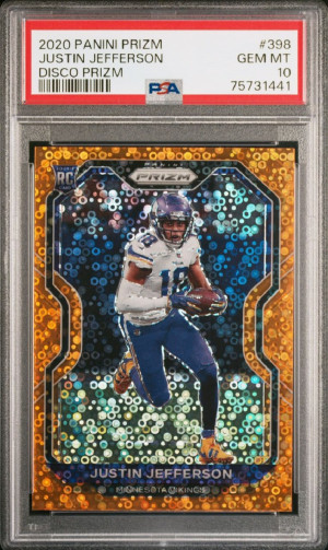 2020 Panini Prizm Justin Jefferson Rookie Disco Prizm PSA 10 front