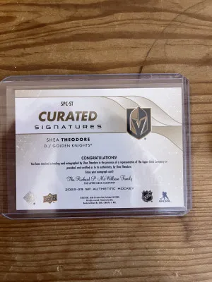 22-23 SP Authentic Curated Signatures Shea Theodore 67/199 back