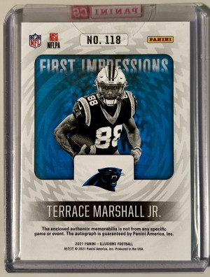 Terrace Marshall Jr. RC /299 #118 Trophy Collection First Impressions Autographs back