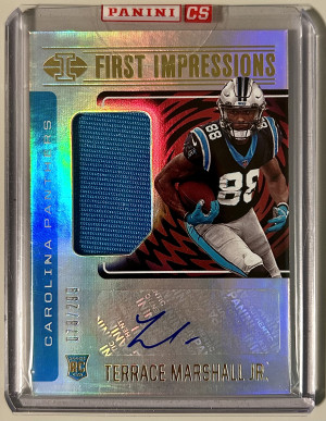 Terrace Marshall Jr. RC /299 #118 Trophy Collection First Impressions Autographs front