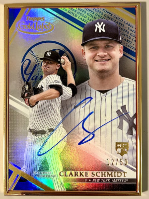 2021 Topps Gold Label Framed Blue /50 Clarke Schmidt #FA-CS Rookie Auto RC Yankees front