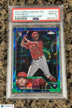 ZACH NETO 2023 Topps Chrome Update BLUE/GREEN Lava RC #USC34 PSA 10 POP 4 # /125 front