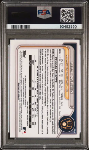 2024 Bowman Mega Box Chrome Prospect Autograph Brock Wilken PSA 10 Green /99 back