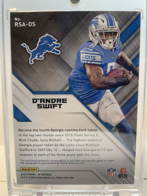 2020 Panini XR D’Andre Swift RPA 1/25 First Print back