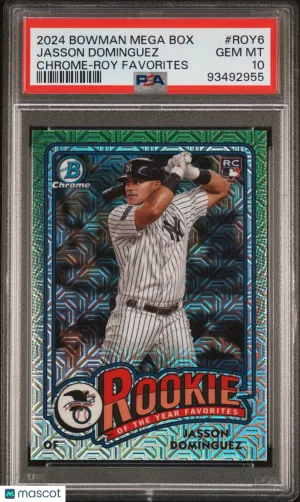 2024 Bowman Mega Box Chrome ROY Rookie Favorites Jasson Dominguez #ROY6 PSA 10 front