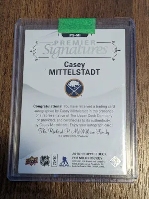 2018-19 Upper Deck Premier Signatures #PS-MI Casey Mittelstadt RC AUTO Rookie back