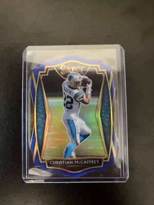 2020 select Christian McCaffrey blue die-cut front