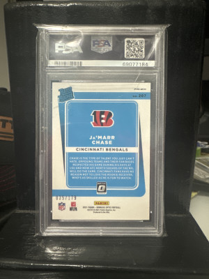2021 Donruss Optic Ja’Marr Chase Blue /179 PSA 10 back