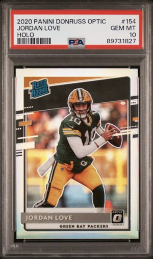 2020 PANINI DONRUSS OPTIC JORDAN LOVE HOLO PSA 10 front