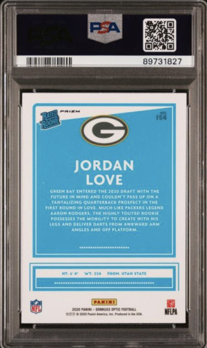 2020 PANINI DONRUSS OPTIC JORDAN LOVE HOLO PSA 10 back