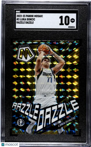 2022-23 Panini Mosaic Luka Doncic Razzle Dazzle Case Hit SGC 10 #3 Mavericks front