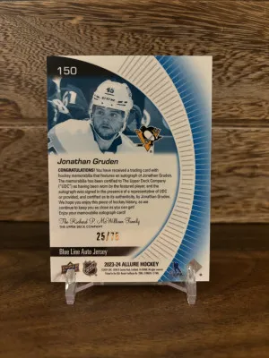 2023 Allure Blue Line Rookie Auto Jersey #150 Jonathan Gruden /75 back