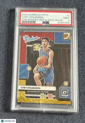 2022 Donruss Optic Chet Holmgren The Rookies 🔴🥇 Red & Gold Wave #37/99 PSA 9 front