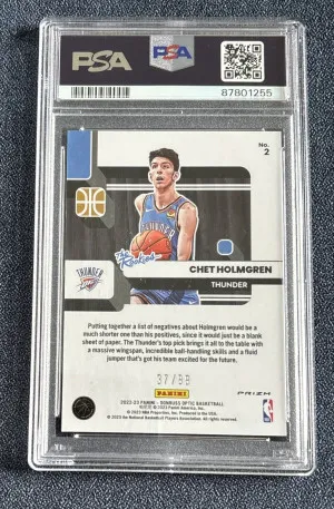 2022 Donruss Optic Chet Holmgren The Rookies 🔴🥇 Red & Gold Wave #37/99 PSA 9 back