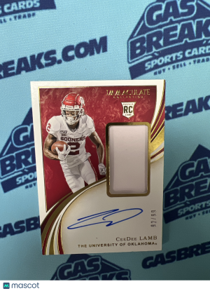 2020 Panini Immaculate Collection Collegiate CeeDee Lamb #105 Rookie Dallas Cowboys front