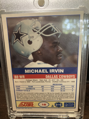 Michael Irvin 1989 Score Rookie back