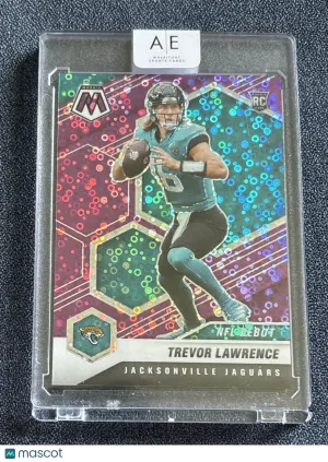 2021 Panini Mosaic 🟣🔥Trevor Lawrence RC NFL Debut Purple Disco Prizm #49/50 SP front