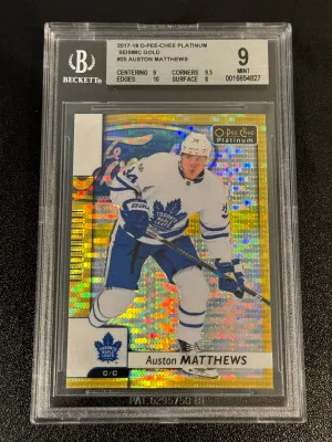 2017-18 OPC Platinum Auston Matthews Seismic Gold BGS 9 front