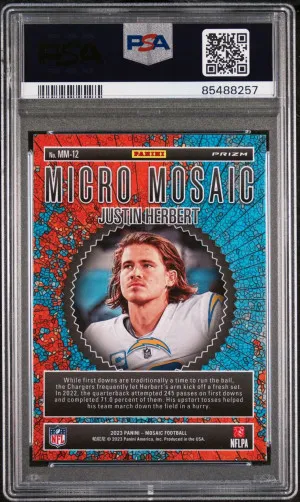 2023 Mosaic Justin Herbert Micro Mosaic SP PSA 10 Low Pop Chargers back