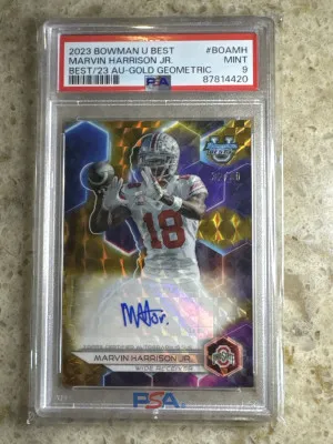 2023 Bowman U Best Marvin Harrison Jr Best/‘23 AU - GOLD Geometric front