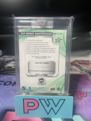 Jake Oettinger The Cup 1/1 Rookie Plate Autograph back