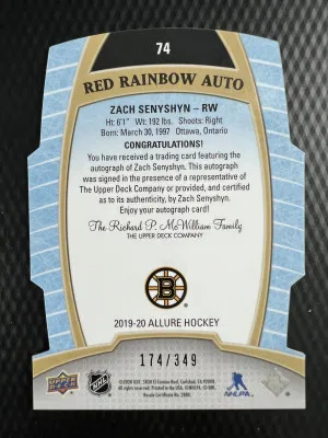 2019-20 Upper Deck Allure Zach Senyshyn Rookie back