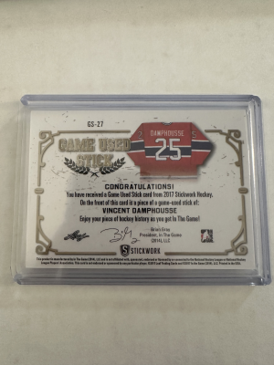 Vincent Damphousse 2017 Stickwork Game Used Stick 2/19 back