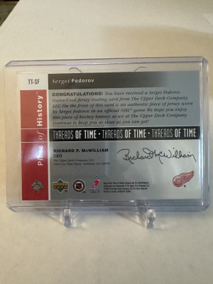 Sergei Federov Threads of Time Piece of History Patch back