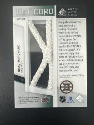 2023-24 SP Game Used Brad Marchand Net Cord /35 back