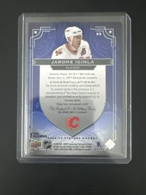 2022-24 Stature Jerome Iginla Variation Auto /3 back