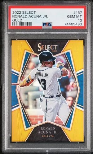 2022 Panini Select Ronald Acuna Jr. Gold front