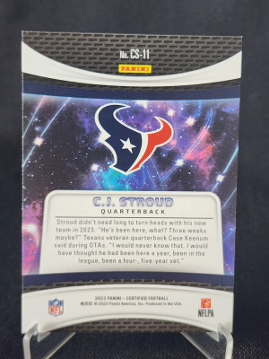 2023 Panini Certified Stars CJ STROUD RC #CS-11 back
