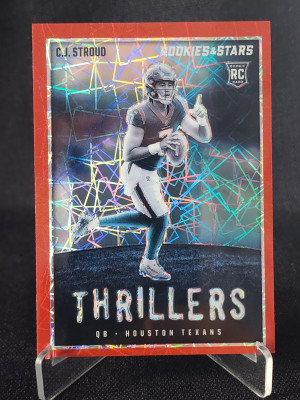 CJ Stroud 2023 Rookies & Stars #TH-12 Thrillers - Longevity Rookie Red front