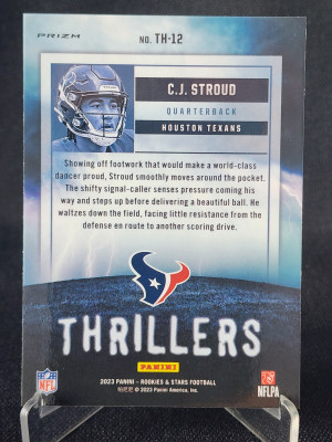 CJ Stroud 2023 Rookies & Stars #TH-12 Thrillers - Longevity Rookie Red back