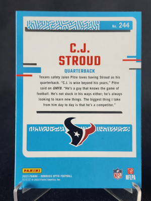 2023 PANINI DONRUSS OPTIC CJ STROUD #244 BASE RATED ROOKIE RC back